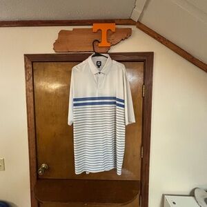 FootJoy White Polo with Blue Stripes